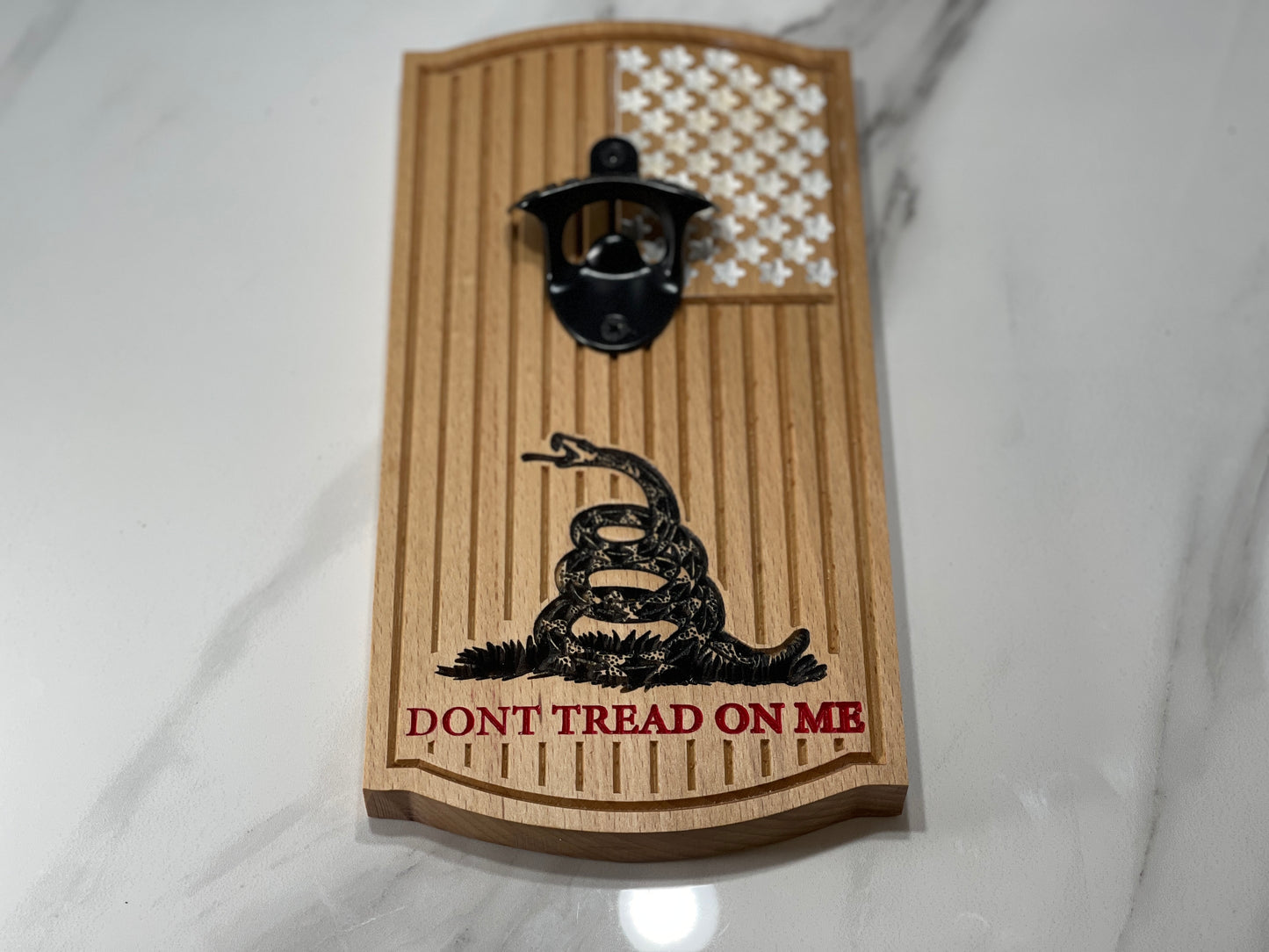 Wall Hung bottle opener don’t tread on me